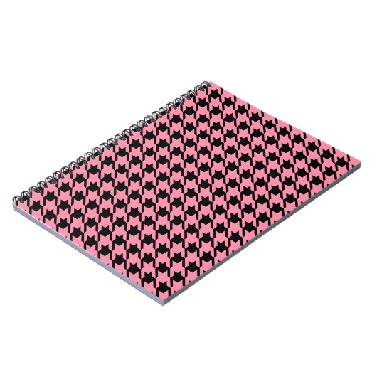 Roze en Zwart Houndstooth Notitieboek (Linkerzijde)