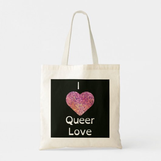 Roze en zwart I Heart Queer Love Tote Bag (Achterkant)