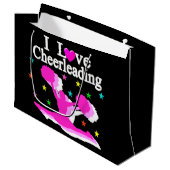 ROZE EN ZWART IK HOU VAN CHEERLEADER CADEAUTASSEN LARGE CADEAUTASJE (Voorkant Gekanteld)