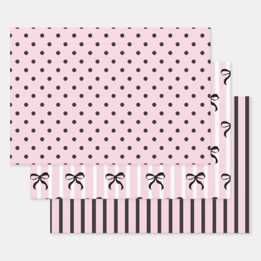 Roze en zwart inpakpapier vel (Set)