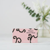 Roze en zwart interieurontwerp visitekaartje (Staand voorkant)