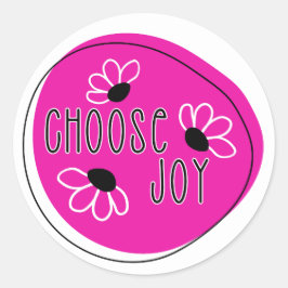 Roze en zwart kiezen voor Joy Round Sticker