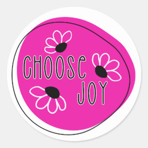Roze en zwart kiezen voor Joy Round Sticker