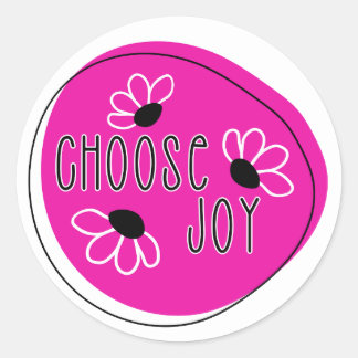 Roze en zwart kiezen voor Joy Round Sticker