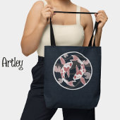  Roze en Zwart Koi Visvijver Logo Tote Bag