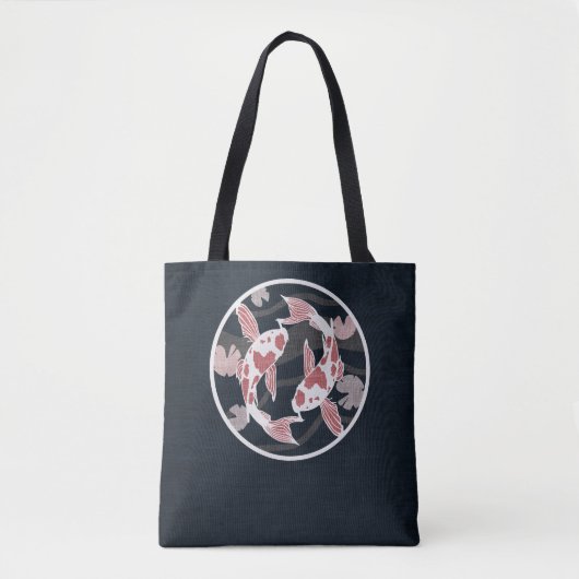 Roze en Zwart Koi Visvijver Logo Tote Bag (Voorkant)