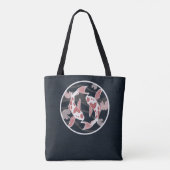 Roze en Zwart Koi Visvijver Logo Tote Bag (Achterkant)