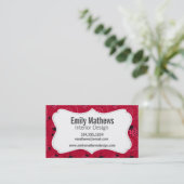 Roze en zwart ladybug Patroon Visitekaartje (Staand voorkant)