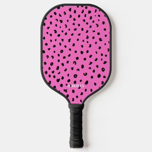 Roze en Zwart Leopard Dierlijke Huidpatroon Pickleball Paddle (Voorkant)