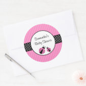 Roze en zwart lieveheersbeestje gestreept Stippen  Ronde Sticker (Envelop)