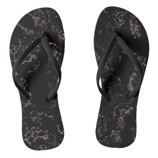 roze en zwart Marmeren Swirl Abstract Teenslippers (Voetbed)