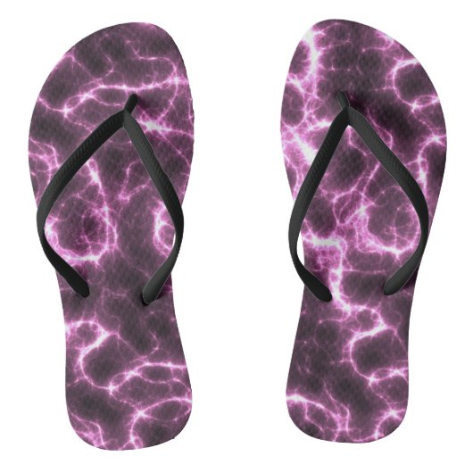 roze en zwart marmeren werveling Abstract Teenslippers (Voetbed)