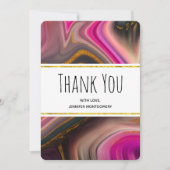 Roze en zwart met Abstracte goudzeven Bedankkaart (Voorkant)