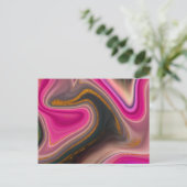 Roze en zwart met Abstracte goudzeven Briefkaart (Staand voorkant)