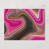 Roze en zwart met Abstracte goudzeven Briefkaart (Voorkant)