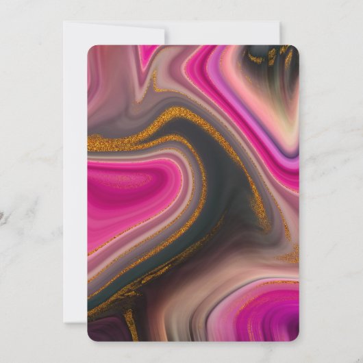 Roze en zwart met Abstracte goudzeven Save The Date (Achterkant)