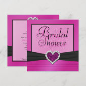 Roze en zwart met Glitter Heart Vrijgezellenfeest Kaart (Voorkant / Achterkant)