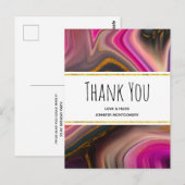 Roze en zwart met Gold Swirls Abstract Hartelijk d Briefkaart (Voorkant / Achterkant)