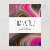 Roze en zwart met Gold Swirls Abstract Hartelijk d Briefkaart (Voorkant)