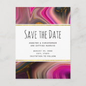 Roze en zwart met Gold Swirls Sla de datum op Uitnodiging Briefkaart (Voorkant)