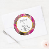 Roze en zwart met gouden zweepjes Weddenschap Hart Ronde Sticker (Envelop)