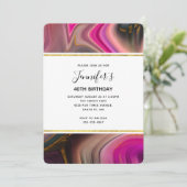 Roze en zwart met goudziren Abstracte verjaardag Kaart (Staand voorkant)