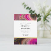 Roze en zwart met goudziren Abstracte verjaardag Uitnodiging Briefkaart (Staand voorkant)