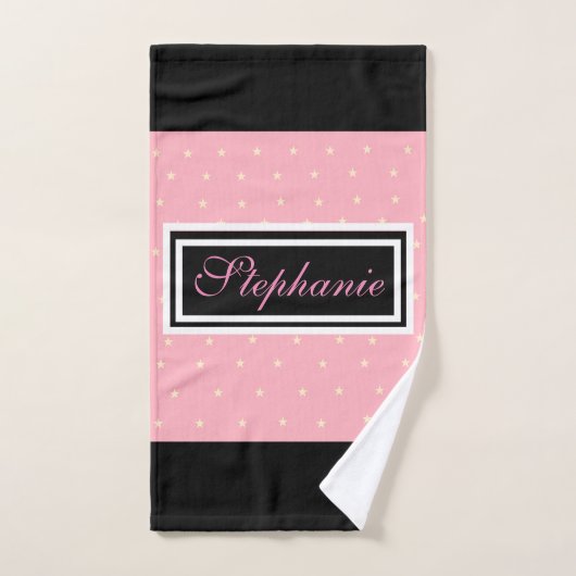 Roze en zwart met sterren badhanddoek set bad handdoek (Handdoek)