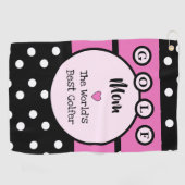 Roze en zwart met strepen en polka-punten golfhanddoek (Horizontaal)