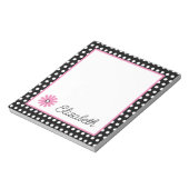 Roze en Zwart Met Witte Polka Dots Gepersonaliseer Notitieblok (Linkerzijde)