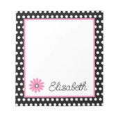 Roze en Zwart Met Witte Polka Dots Gepersonaliseer Notitieblok (Voorkant)