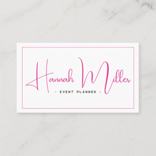 Roze en zwart | Modern Elegant Minimalist Visitekaartje (Voorkant)