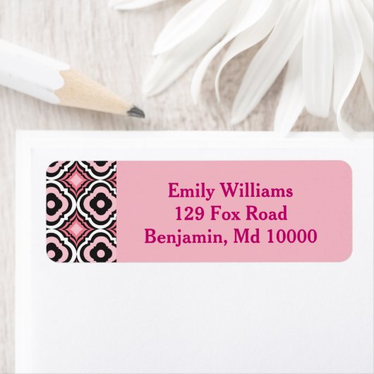 Roze en Zwart Modern Geometrisch Etiket (Insitu)