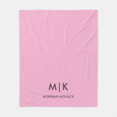 Roze en Zwart | Modern Monogram Fleece Deken (Voorkant)