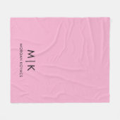 Roze en Zwart | Modern Monogram Fleece Deken (Voorkant (Horizontaal))