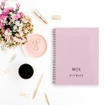 Roze en zwart | Modern monogram Planner<br><div class="desc">Dit moderne ontwerp van de planner is voorzien van een roze achtergrond,  met uw initialen in vetgedrukte zwarte tekst voor een eenvoudige en klevende look.</div>