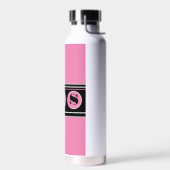 Roze en Zwart Modern Personaliseer Monogram Waterfles (Links)