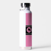 Roze en Zwart Modern Personaliseer Monogram Waterfles (Rechts)