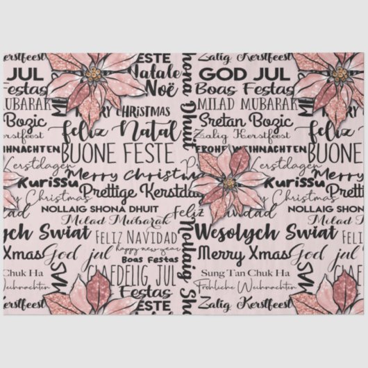 Roze en zwart Moderne en feestelijke kerst Tissuepapier (Voorkant)