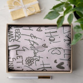 Roze en zwart moderne kerst tissuepapier (Geschenk)