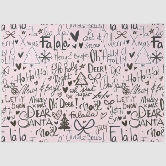 Roze en zwart moderne kerst tissuepapier (Voorkant)