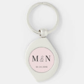 Roze en zwart Monogram Bruiloft Sleutelhanger (Voorkant)