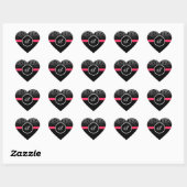 Roze en Zwart Monogram Hart Damast Stickers (Vel)