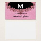 Roze en Zwart  Monogram Huwelijksgunst V30 Visitekaartjes (Voorkant /achterkant)