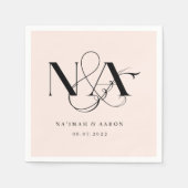 Roze en zwart | Monogram Weddenschap Napkins Servet (Voorkant)