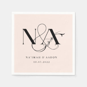 Roze en zwart   Monogram Weddenschap Napkins Servet