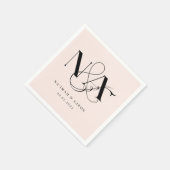 Roze en zwart | Monogram Weddenschap Napkins Servet (Hoek)