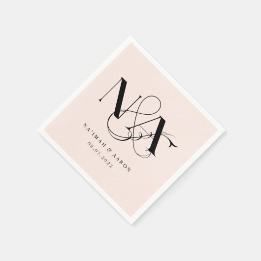 Roze en zwart | Monogram Weddenschap Napkins Servet (Hoek)