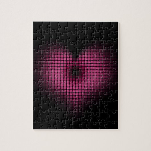 Roze en zwart mozaïek hart legpuzzel (Verticaal)