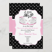 Roze en zwart MVP Baby shower Invitation Kaart (Voorkant / Achterkant)